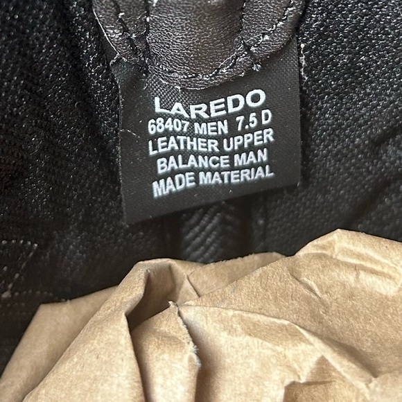 Laredo Black Western Boots Mens 7.5D Womens 9 Leather Cowboy Inlay Classic - Picture 8 of 8